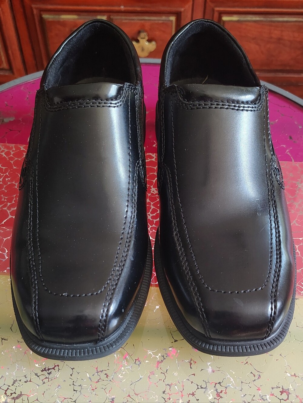 Nunn Bush KORE Men's Black Leather Slip-On Dress Shoes Loafers - Size 8
